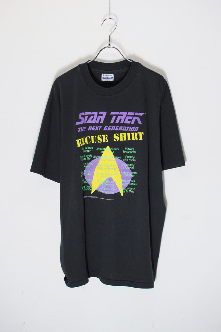 MADE IN USA 91'S STAR TREK PRINT MOVIE T-SHIRT / BLACK [SIZE: XL USED]