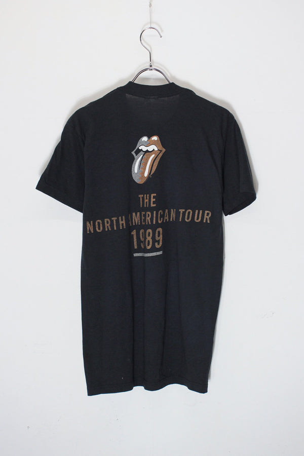 MADE IN USA '89 ROLLING STONES NORTH AMERICAN TOUR T-SHIRT / BLACK [SIZE: M USED]