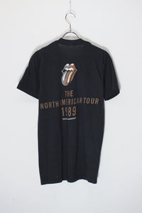 MADE IN USA 89'S ROLLING STONES NORTH AMERICAN TOUR T-SHIRT / BLACK [SIZE: M USED]