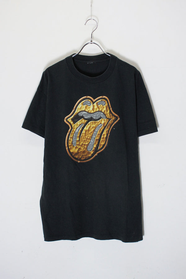97'S S/S ROLLING STONES PRINT BAND TOUR T-SHIRT / BLACK [SIZE: M equivalent USED]