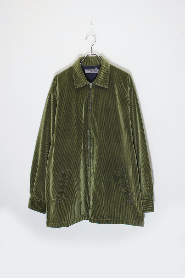 90'S ZIP CORDUROY JACKET / KHAKI［ SIZE: 2XL相当 USED ]