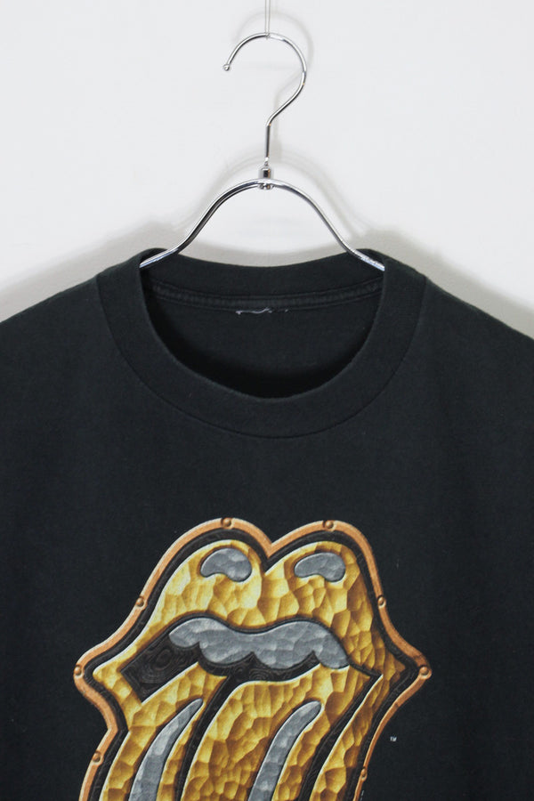 97'S S/S ROLLING STONES PRINT BAND TOUR T-SHIRT / BLACK [SIZE: M equivalent USED]