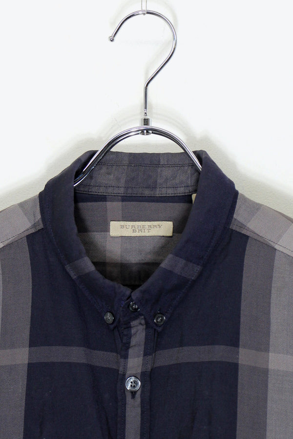 L/S B.D CHECK SHIRT / BLACK / GREY [SIZE: XL USED]