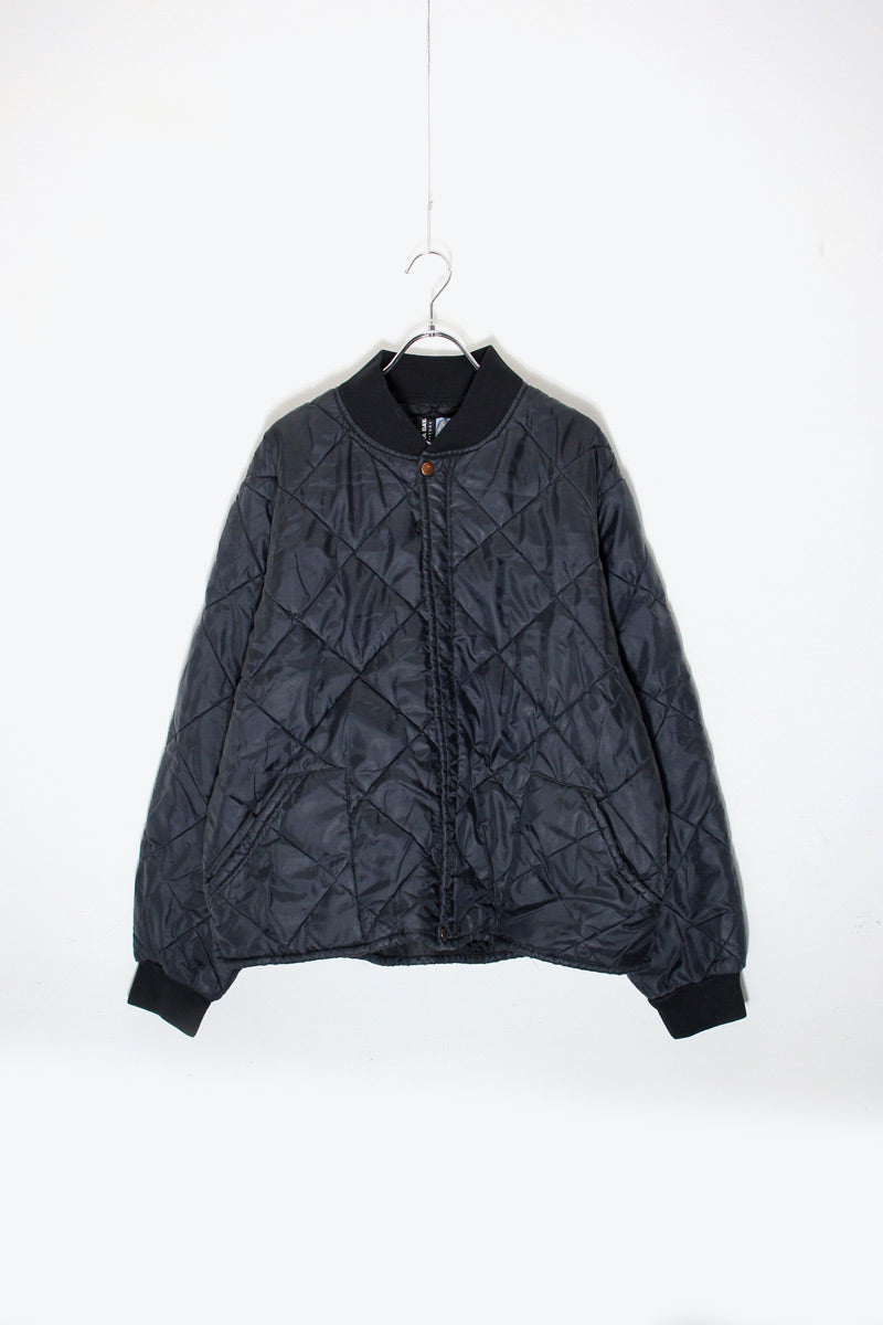 90s QUILTED JACKET / BLACK [SIZE: M equivalent USED]