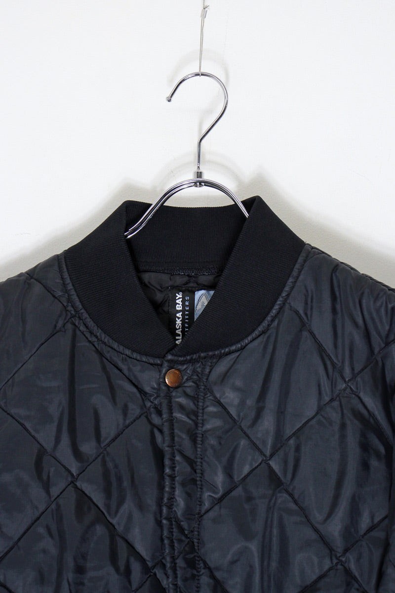 90s QUILTED JACKET / BLACK [SIZE: M equivalent USED]