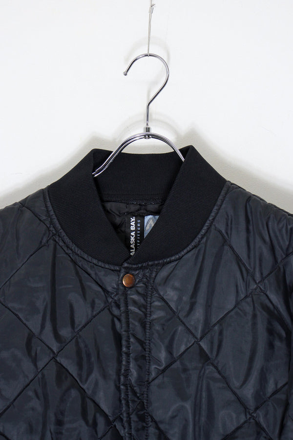 90s QUILTED JACKET / BLACK [SIZE: M equivalent USED]