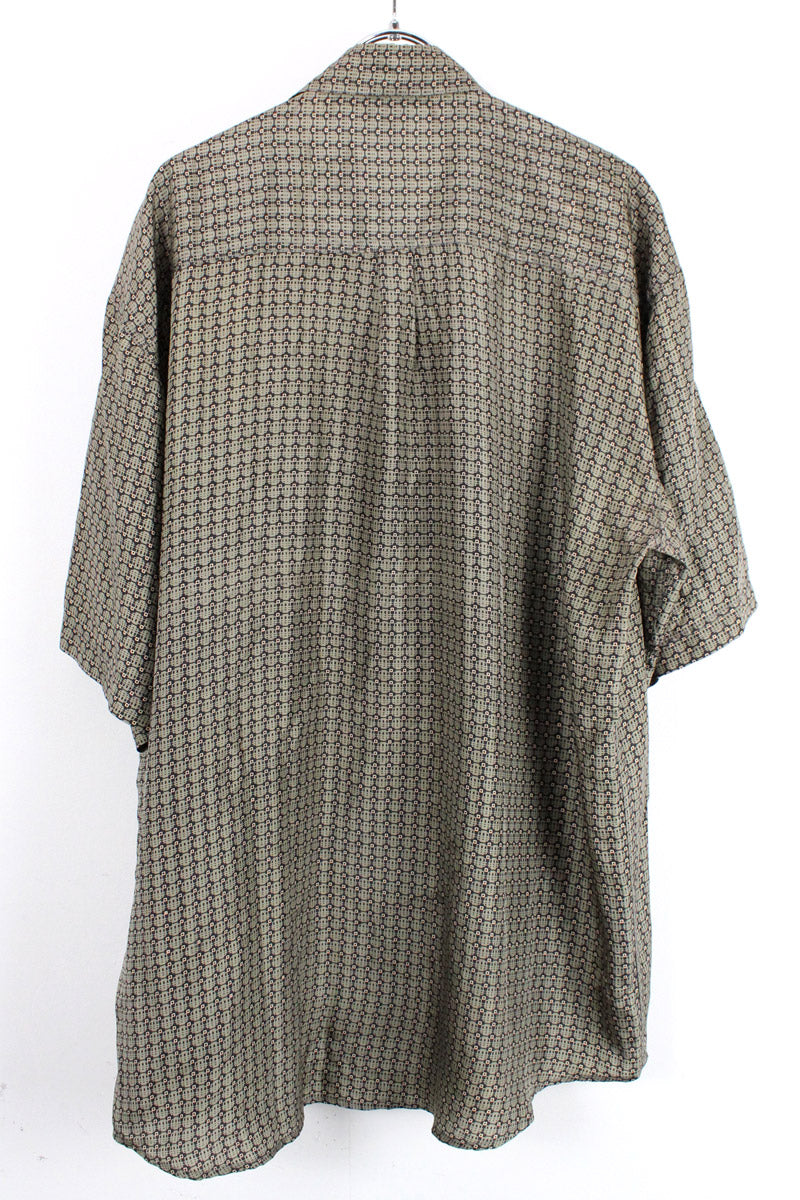 90'S S/S SILK SHIRT / KHAKI [SIZE:L USED]