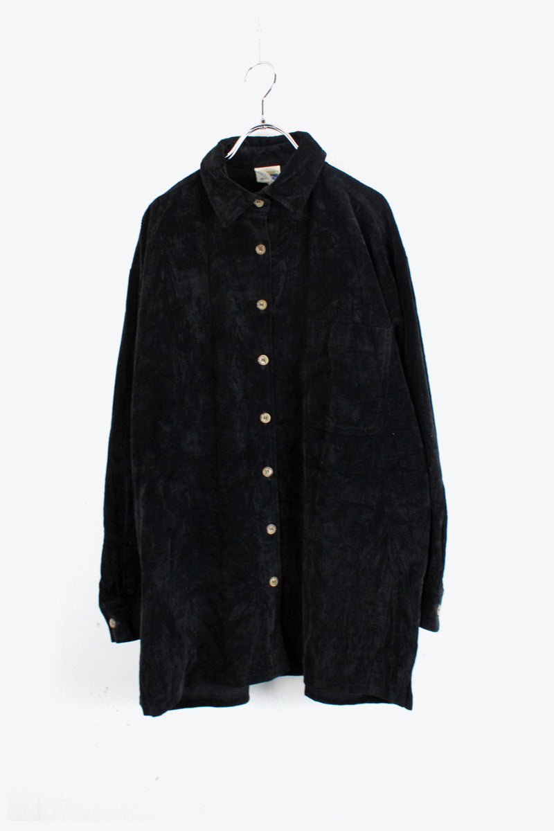 90'S CORDUROY SHIRT / BLACK [SIZE: equivalent to XL, USED]