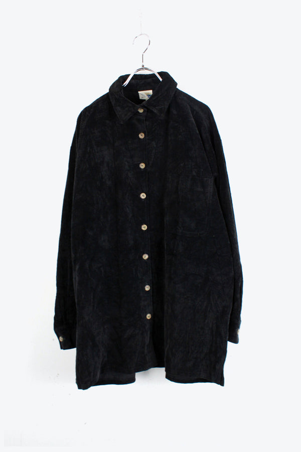 90'S CORDUROY SHIRT / BLACK [SIZE: equivalent to XL, USED]