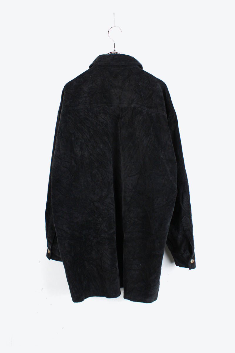 90'S CORDUROY SHIRT / BLACK [SIZE: equivalent to XL, USED]