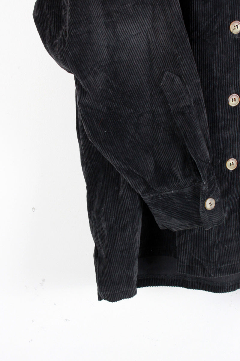 90'S CORDUROY SHIRT / BLACK [SIZE: equivalent to XL, USED]