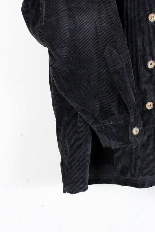90'S CORDUROY SHIRT / BLACK [SIZE: equivalent to XL, USED]