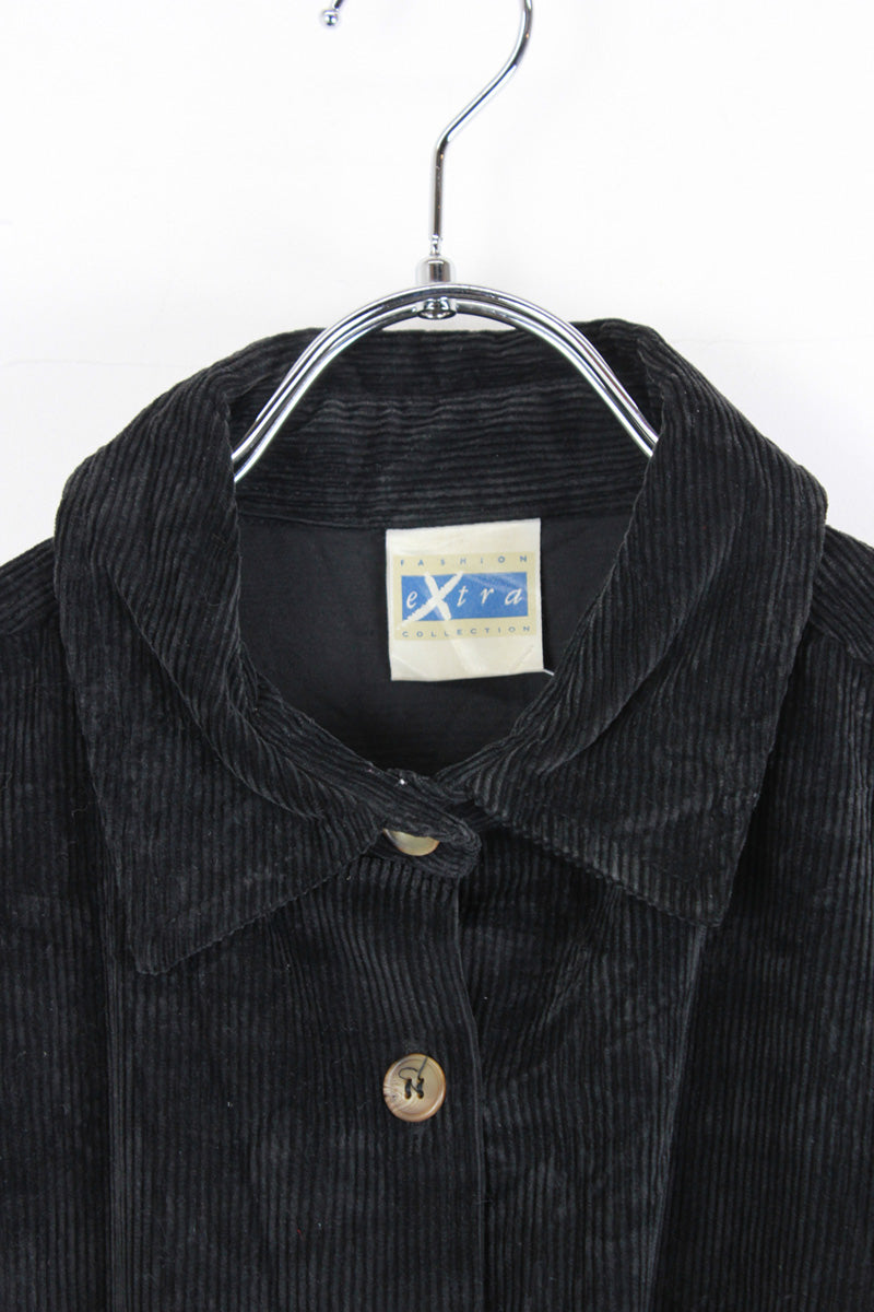 90'S CORDUROY SHIRT / BLACK [SIZE: equivalent to XL, USED]