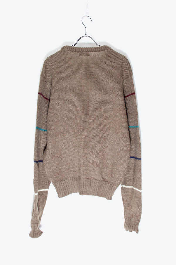 90'S ARGYLE ACRYLIC MOHAIR CREW NECK SWEATER / BEIGE [SIZE: L USED]