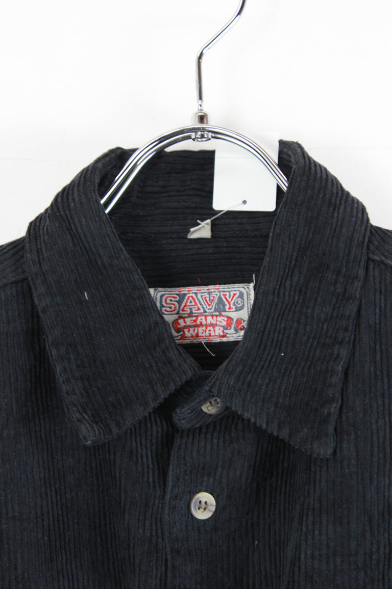 90'S CORDUROY SHIRT / BLACK [SIZE: M USED]