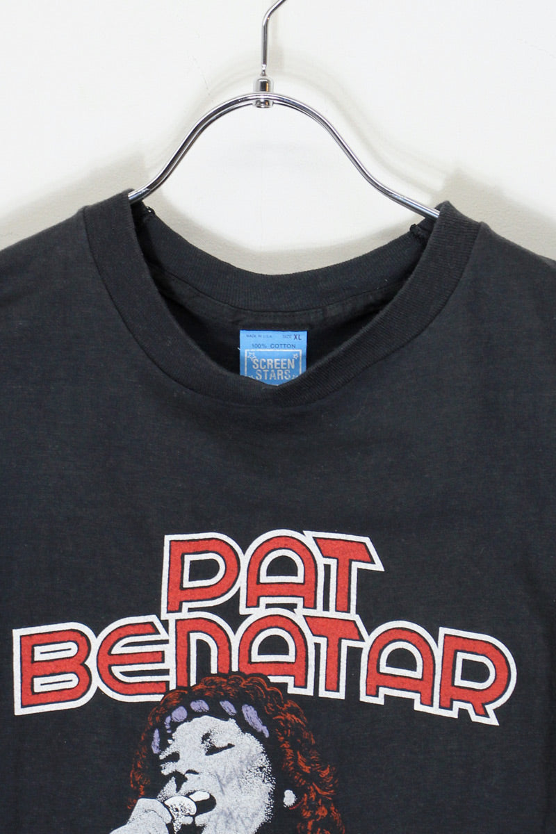 MADE IN USA 80s PAT BENATAR PRINT BAND T-SHIRT / BLACK [SIZE: XL USED]