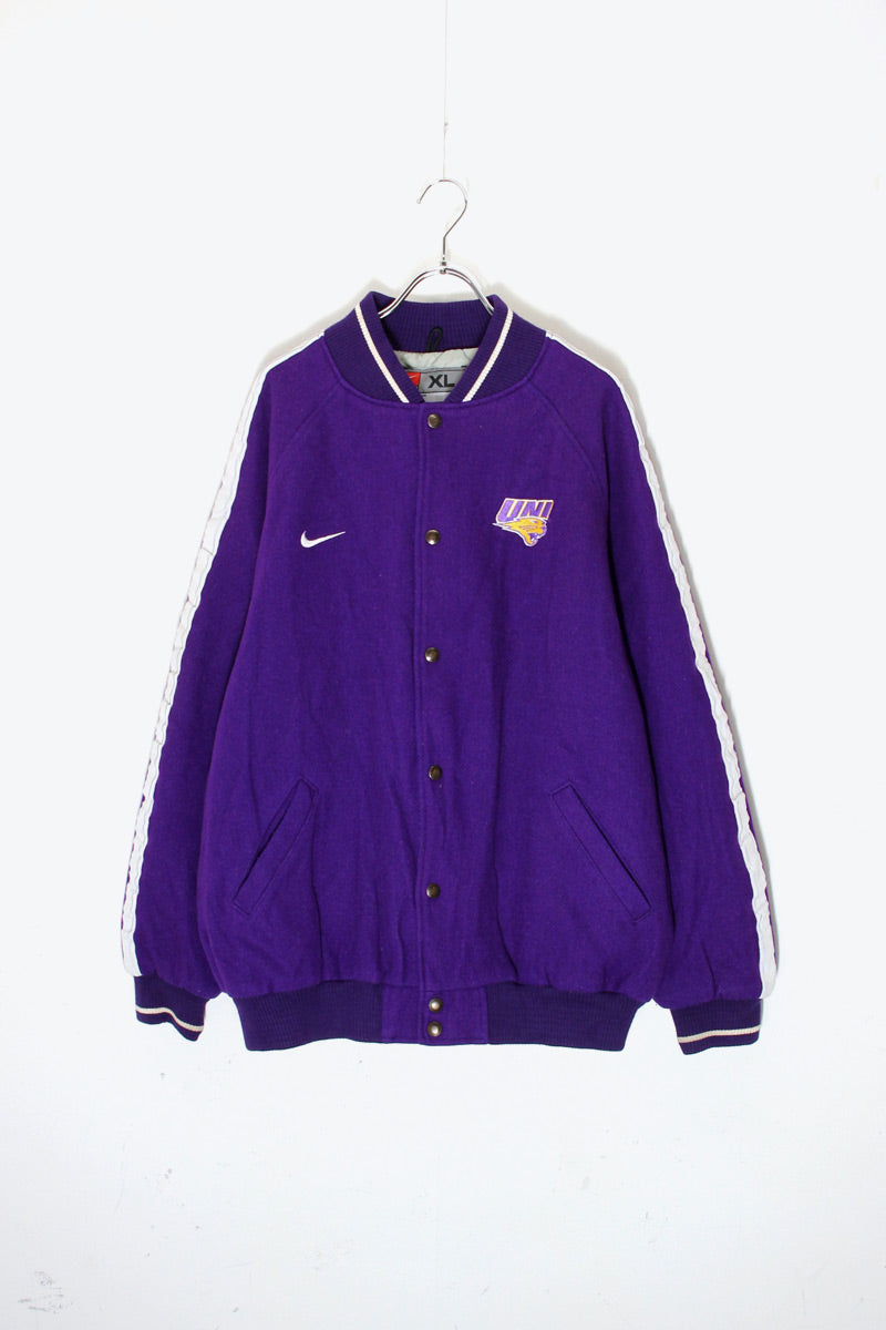 MADE IN CANADA 90'S WOOL STADIUM JACKET W/QUILTING LINER / PURPLE [ SIZE: XL USED ]