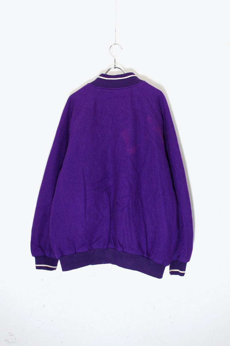 MADE IN CANADA 90'S WOOL STADIUM JACKET W/QUILTING LINER / PURPLE [ SIZE: XL USED ]