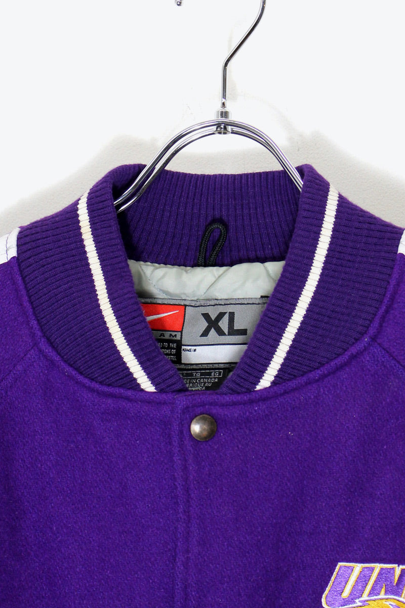 MADE IN CANADA 90'S WOOL STADIUM JACKET W/QUILTING LINER / PURPLE [ SIZE: XL USED ]