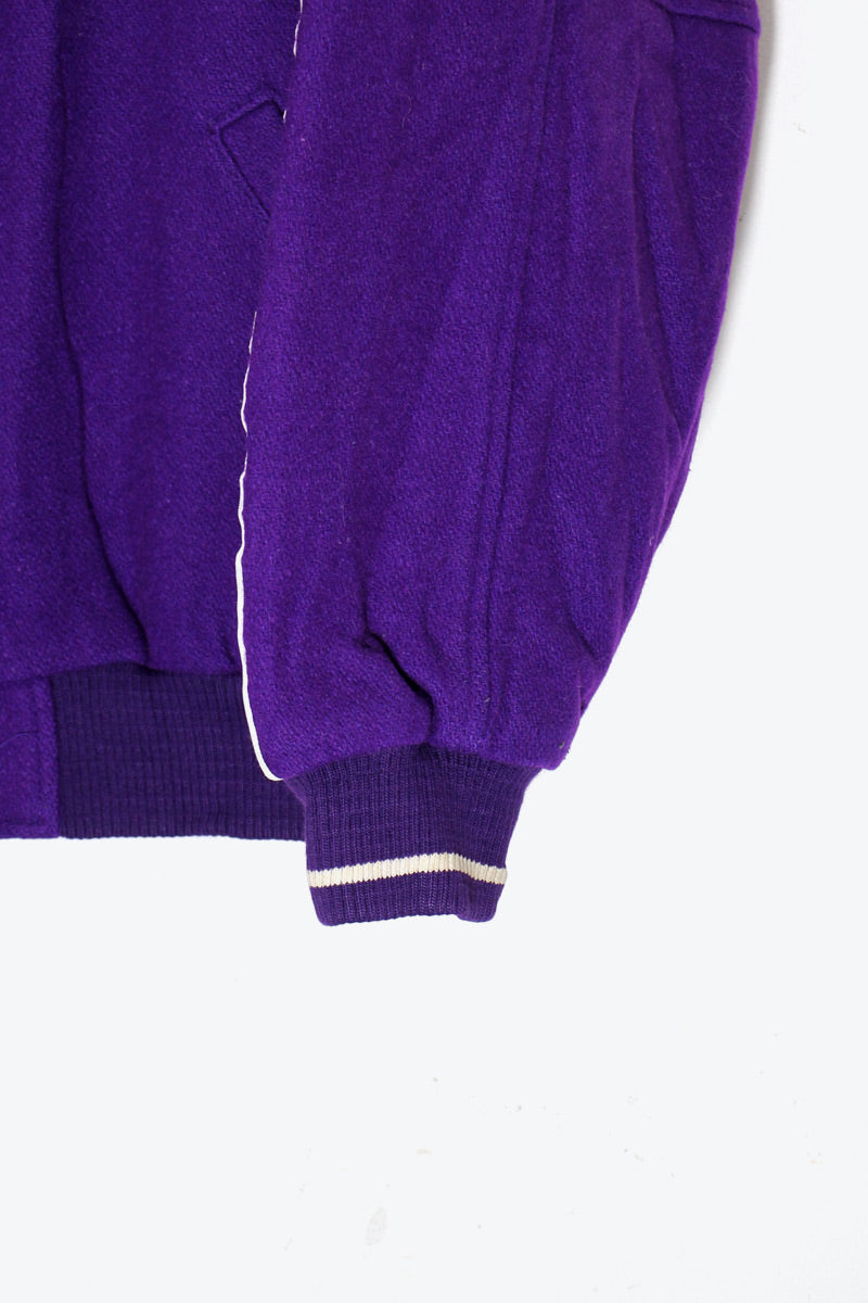 MADE IN CANADA 90'S WOOL STADIUM JACKET W/QUILTING LINER / PURPLE [ SIZE: XL USED ]