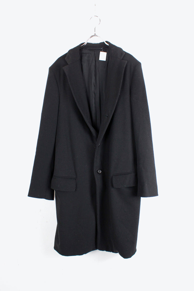 MADE IN ITALY CASHMERE WOOL COAT / BLACK [SIZE: M相当 USED]