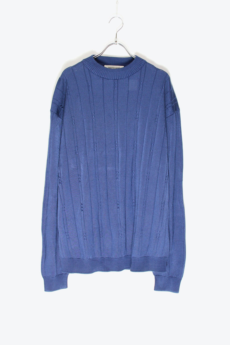 90'S RAYON COTTON CABLE SWEATER / NAVY [SIZE: XL USED]