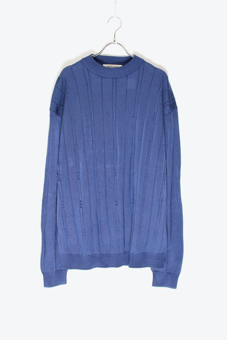 90'S RAYON COTTON CABLE SWEATER / NAVY [SIZE: XL USED]