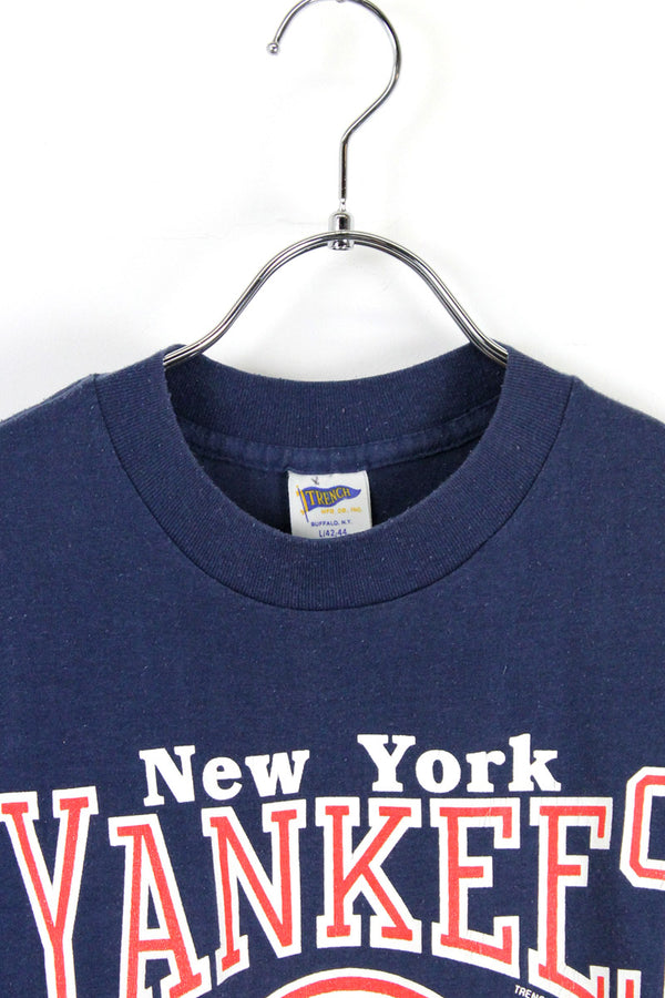 70'S NY YANKEES TEE / NAVY [SIZE: M equivalent USED]