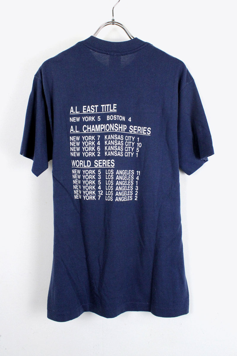 70'S NY YANKEES TEE / NAVY [SIZE: M equivalent USED]