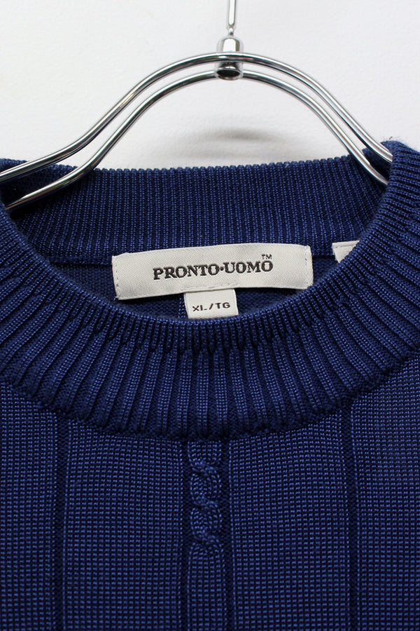 90'S RAYON COTTON CABLE SWEATER / NAVY [SIZE: XL USED]