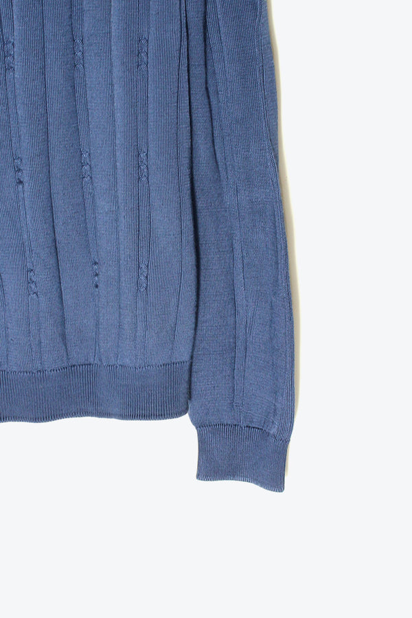 90'S RAYON COTTON CABLE SWEATER / NAVY [SIZE: XL USED]