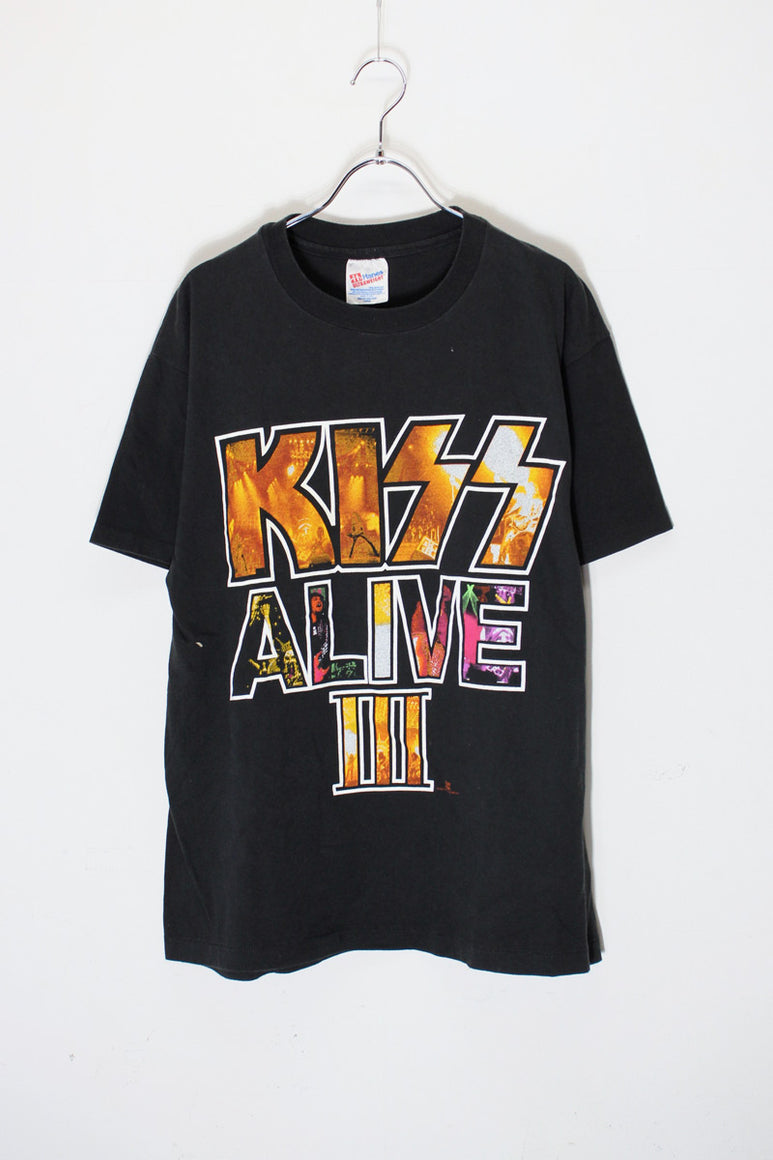 MADE IN USA 93'S KISS ALIVE III BAND T-SHIRT / BLACK [SIZE: L USED]