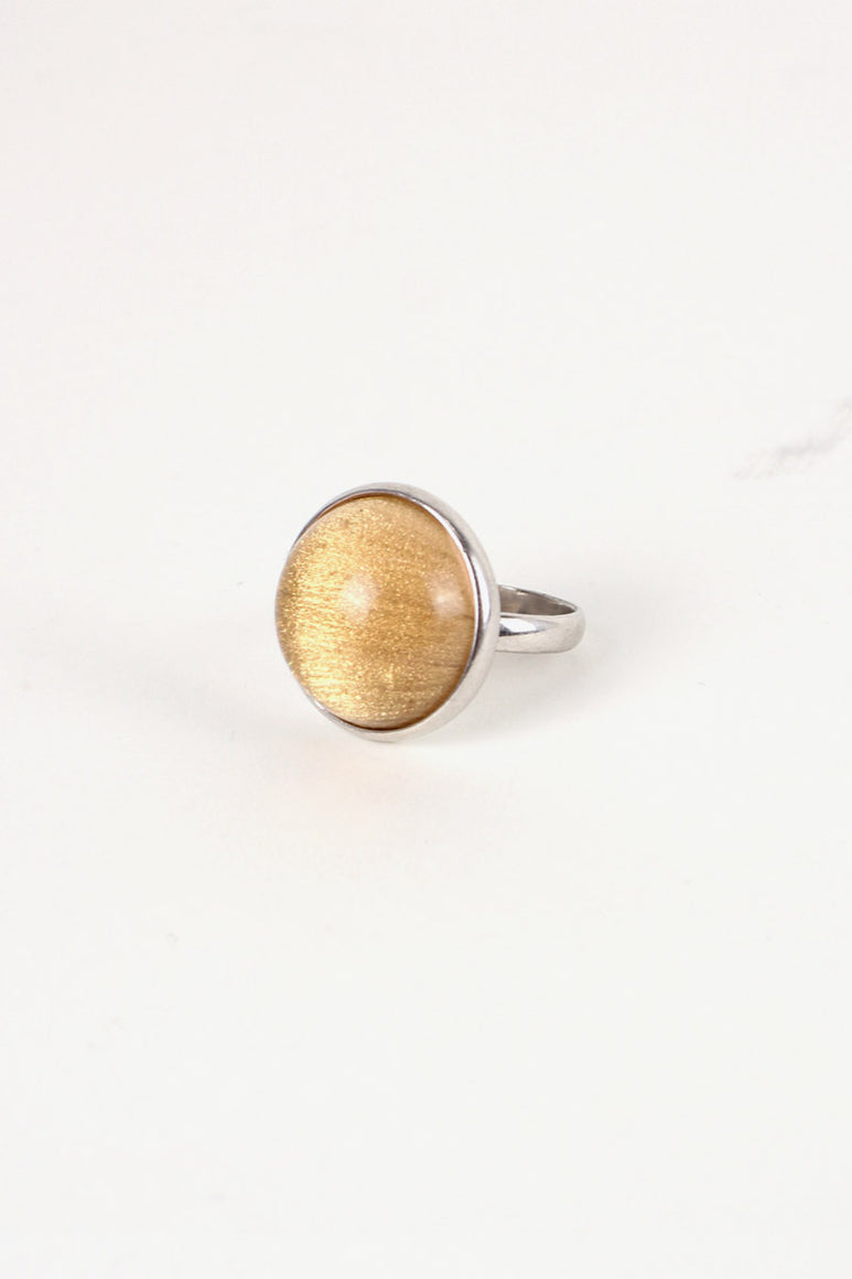 925 SILVER RING W/GLASS STONE [SIZE: 18号相当 USED]