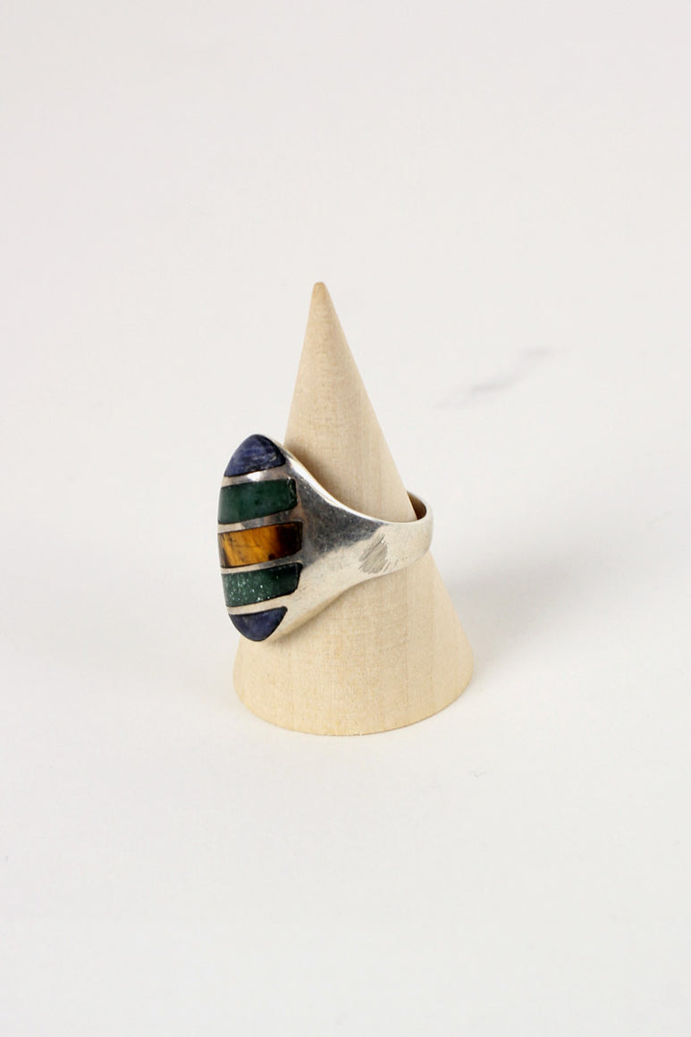 925 SILVER RING W/STONE [SIZE: 20号相当 USED]