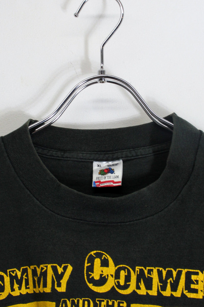MADE IN USA 88'S S/S TOMMY CONWELL AND THE YOUNG RUMBLERS PRINT BAND T-SHIRT / BLACK [SIZE: XL USED]