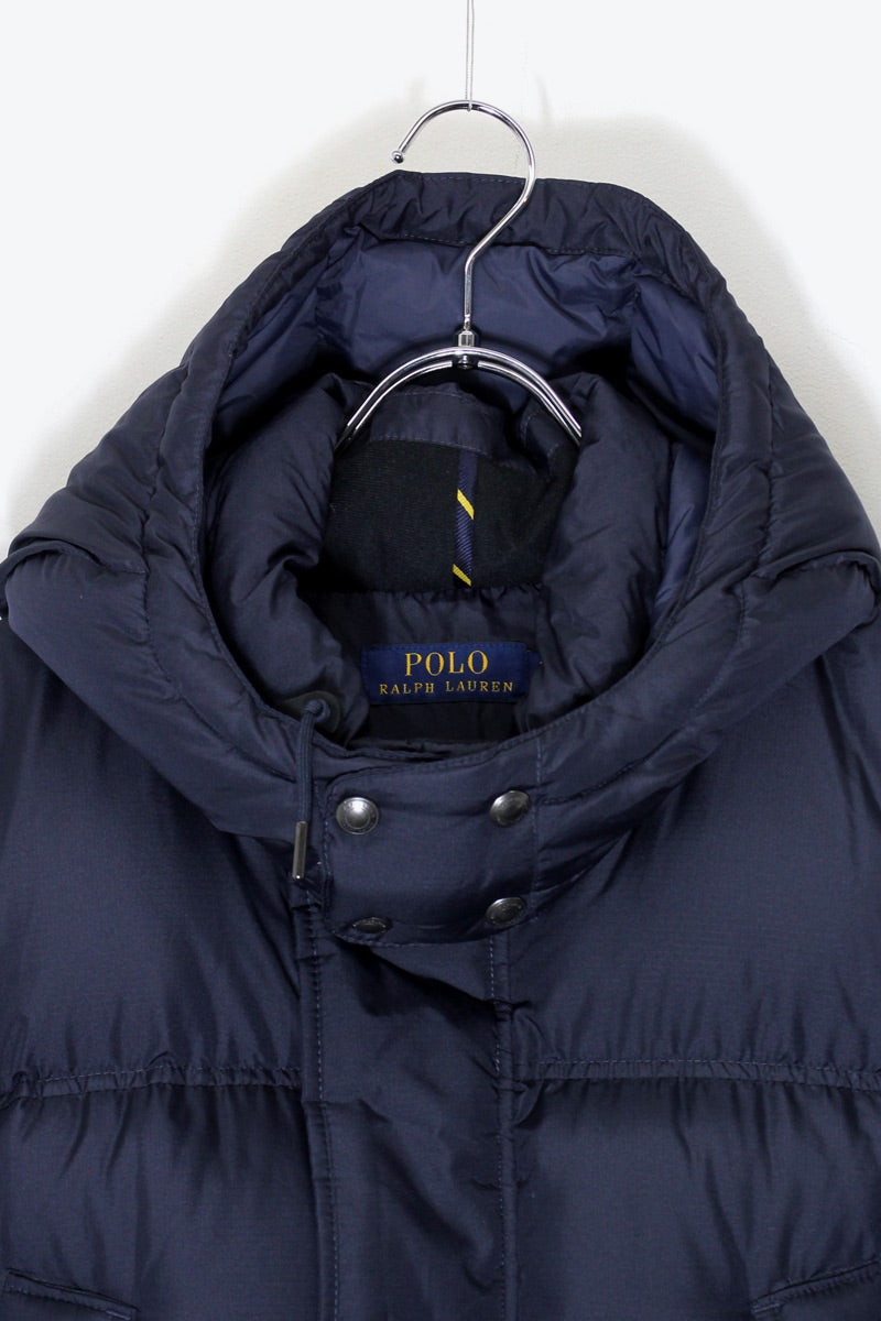 ATTACHABLE HOODIED DOWN COAT / NAVY［ SIZE: L USED ]