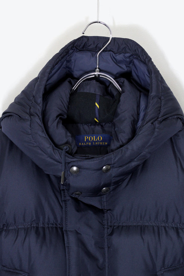 ATTACHABLE HOODIED DOWN COAT / NAVY［ SIZE: L USED ]