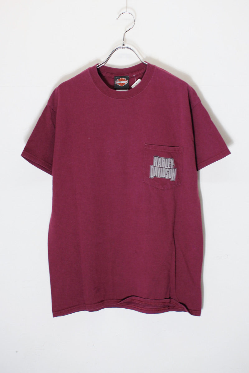 BOURBEUSE VALLEY POCKET T-SHIRT / WINE RED [SIZE: M USED]