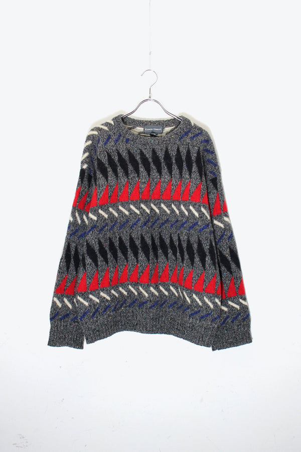 90'S DESIGN WOOL KNIT SWEATER / CHARCOAL [ SIZE: XL USED ]