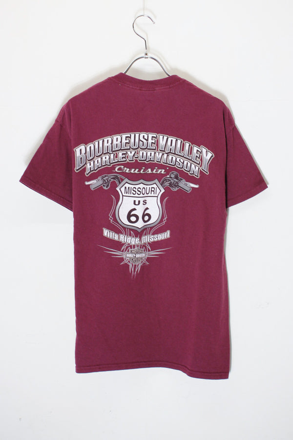 BOURBEUSE VALLEY POCKET T-SHIRT / WINE RED [SIZE: M USED]