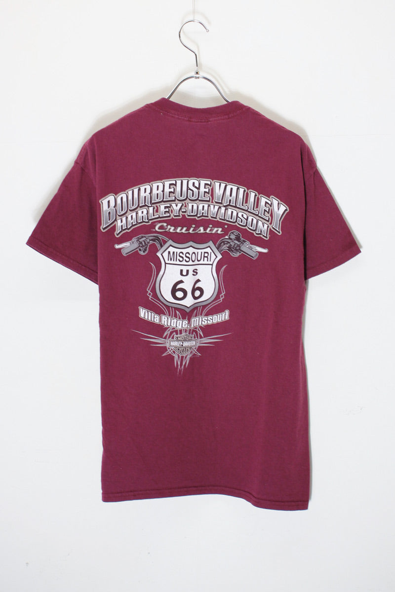 BOURBEUSE VALLEY POCKET T-SHIRT / WINE RED  [SIZE: M USED]