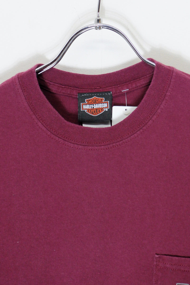 BOURBEUSE VALLEY POCKET T-SHIRT / WINE RED [SIZE: M USED]