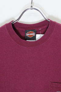 BOURBEUSE VALLEY POCKET T-SHIRT / WINE RED  [SIZE: M USED]