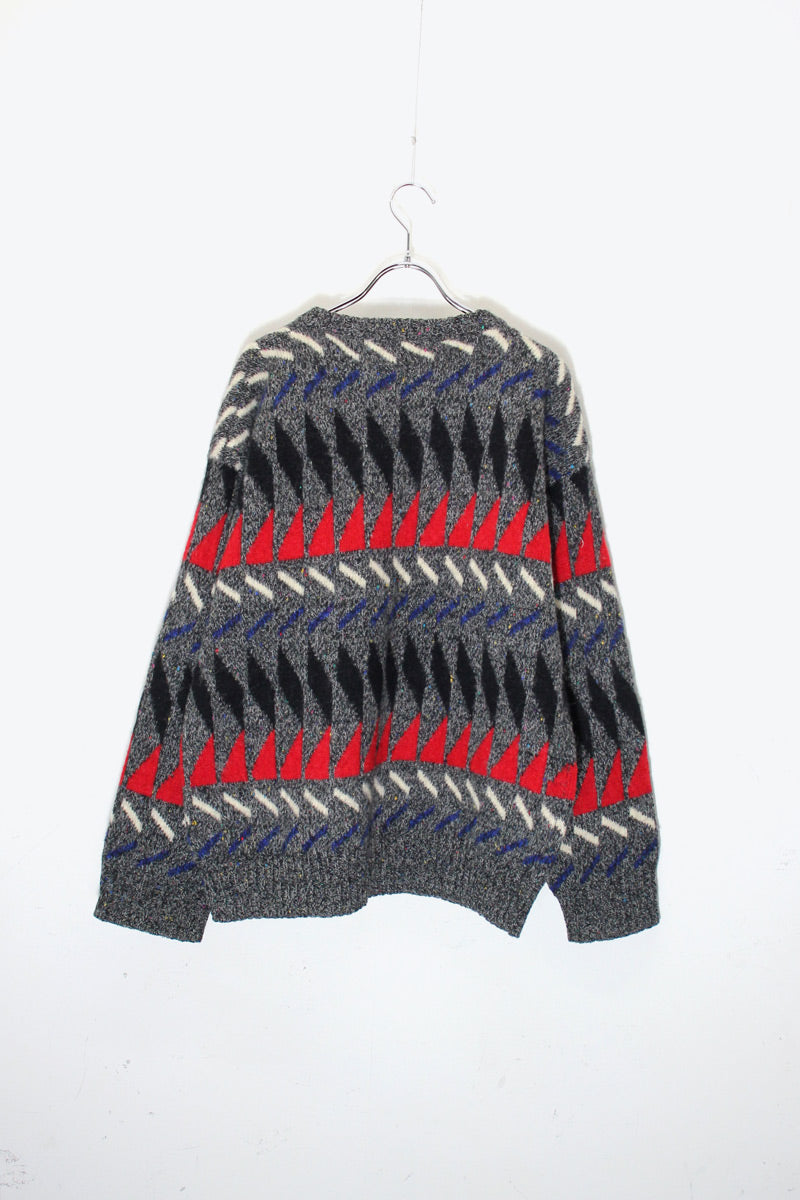 90'S DESIGN WOOL KNIT SWEATER / CHARCOAL [ SIZE: XL USED ]