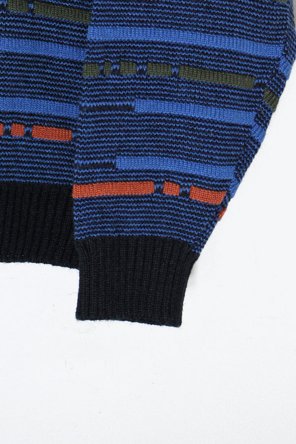 90'S ACRYLIC DESIGN KNIT SWEATER / BLUE [ SIZE: S DEADSTOCK/NOS ]