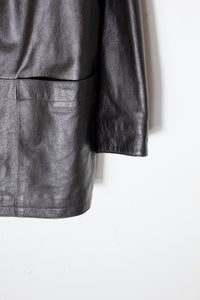 MADE IN ITALY LEATHER FLEECE LINING COAT / DARK BROWN [SIZE: L相当 USED]