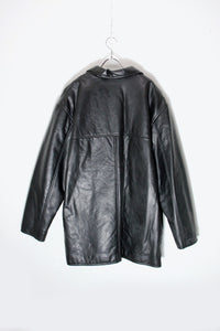 MADE IN ITALY 90'S LEATHER QUILTING LINNING COAT / BLACK [SIZE: XL相当 USED]