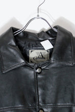 画像をギャラリービューアに読み込む, MADE IN ITALY 90&#39;S LEATHER QUILTING LINNING COAT / BLACK [SIZE: XL相当 USED]
