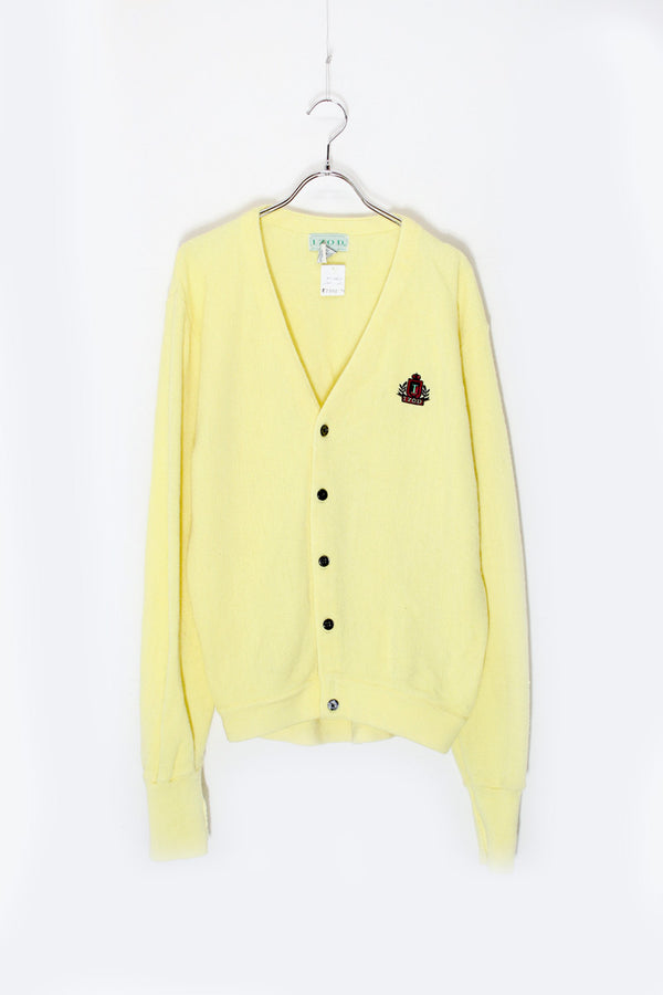MADE IN MEXICO 90s ONE POINT ACRYLIC CARDIGAN / YELLOW [ SIZE: XL USED ]