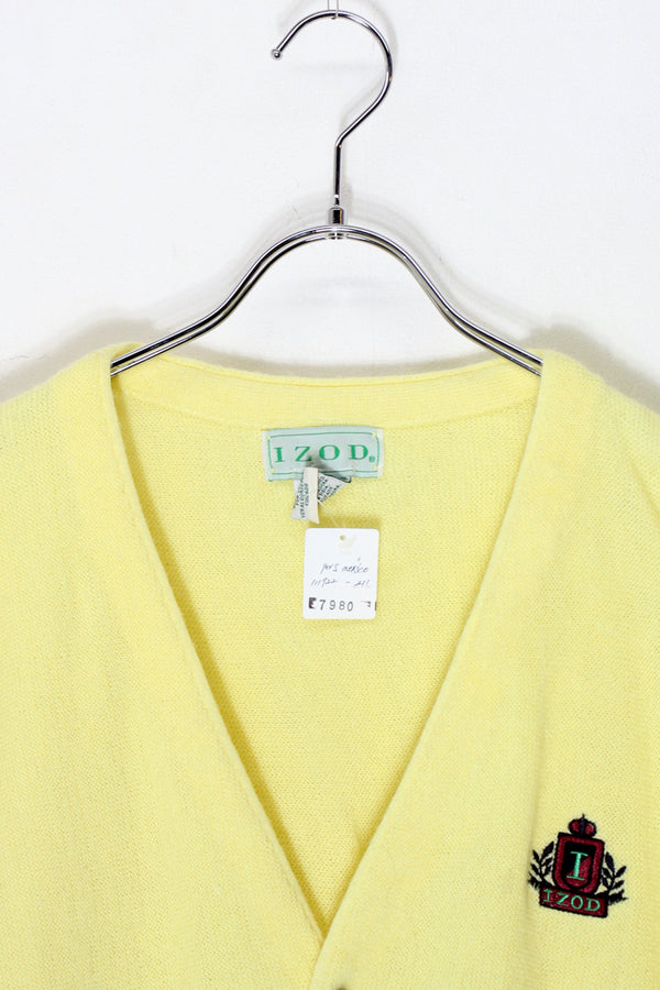 MADE IN MEXICO 90s ONE POINT ACRYLIC CARDIGAN / YELLOW [ SIZE: XL USED ]